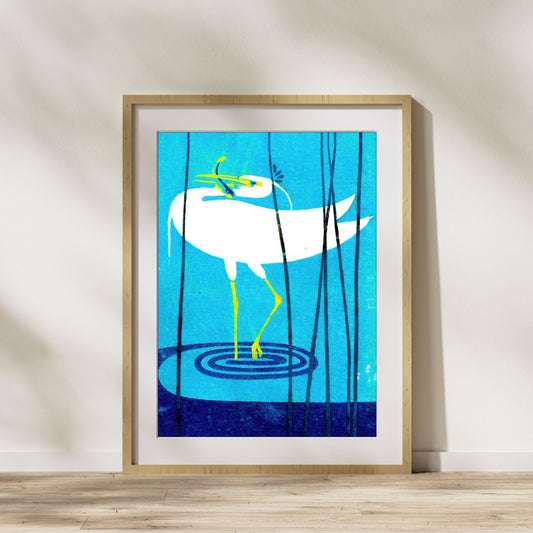 Vintage Stork Wall Art, Modern Home Decor, Digital Download