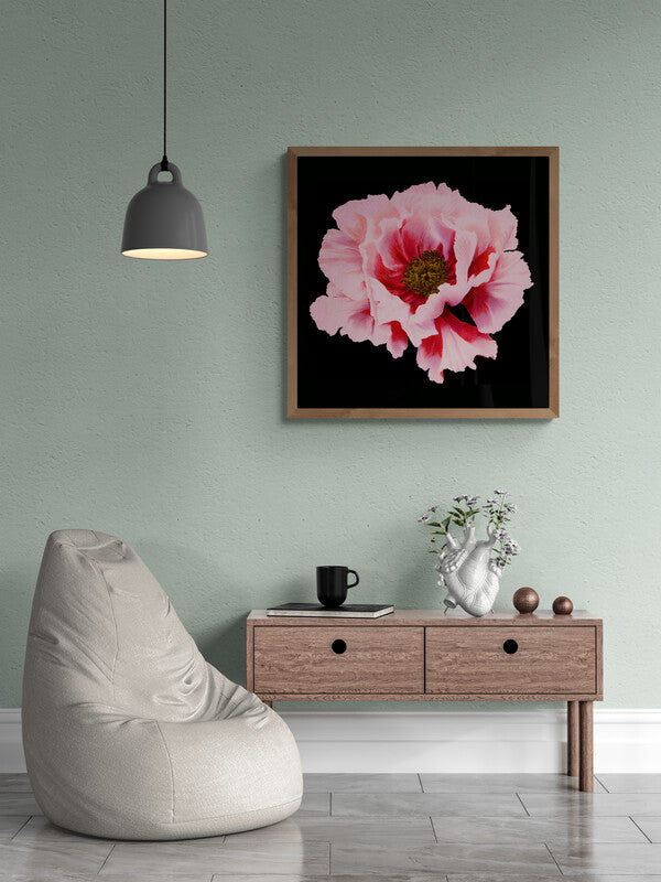 Pretty Vintage Pink Flower Wall Art, Moody Modern Home Decor