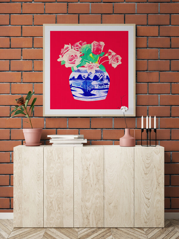 Vintage Pink Roses Wall Art Made Modern, Cool Home Decor