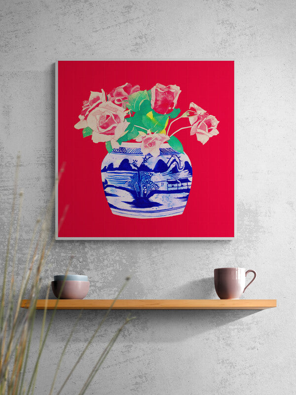 Vintage Pink Roses Wall Art Made Modern, Cool Home Decor