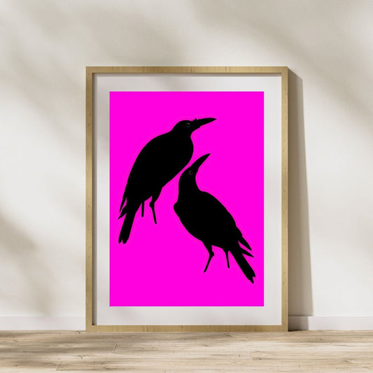 Modern Vintage-Inspired Crow Digital Wall Art, Bold, Witchy Decor