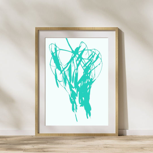 Turquoise Willowy Tree Branch Art Download, Unique Decor