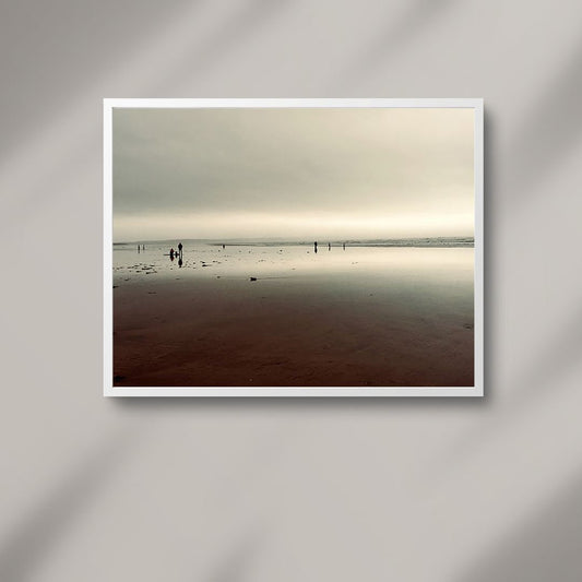 Devon Beach Wall Art Download, Silvery Mirror-Image Decor